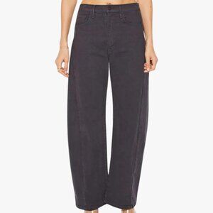 MOTHER Women's 32 Black The Pipe Flood Denim Jeans Wide Leg High Rise Casual
